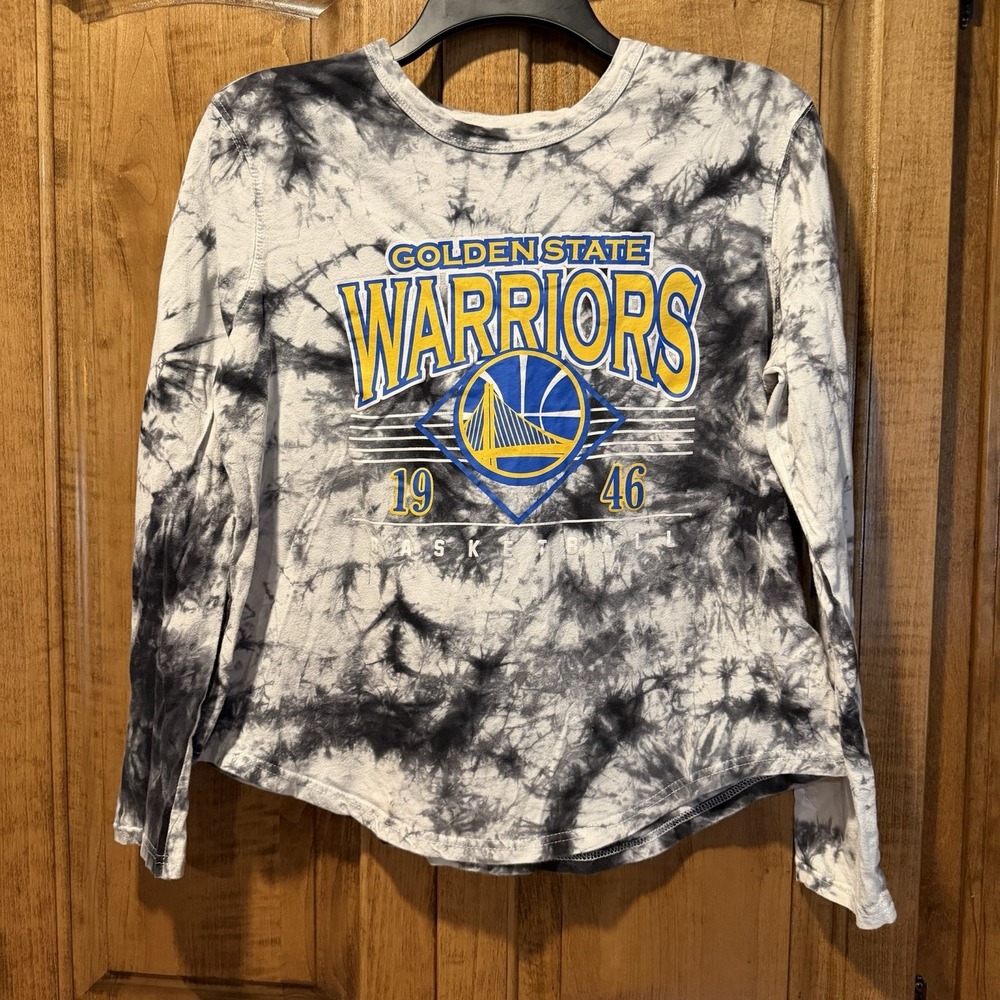 Golden State Warriors Basketball BlackTie Dye T-Shirt Women's Medium Long Sleeve